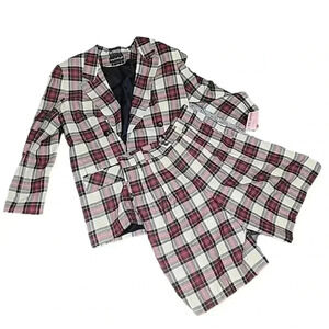 Giorgio Sant’Angelo Vintage Plaid Wool 2-Piece Blazer & Short -Set Size 12
